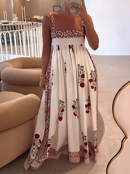 Robe Bohème à Bretelles Fleurs Été