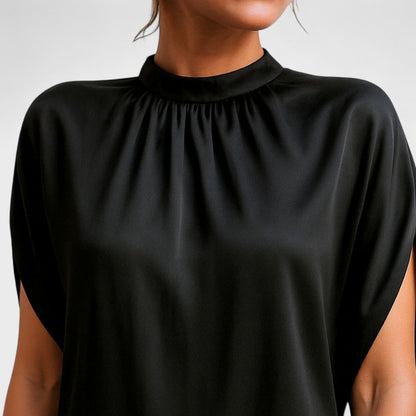Robe Courte Femme Décolleté Haut avec Col Montant