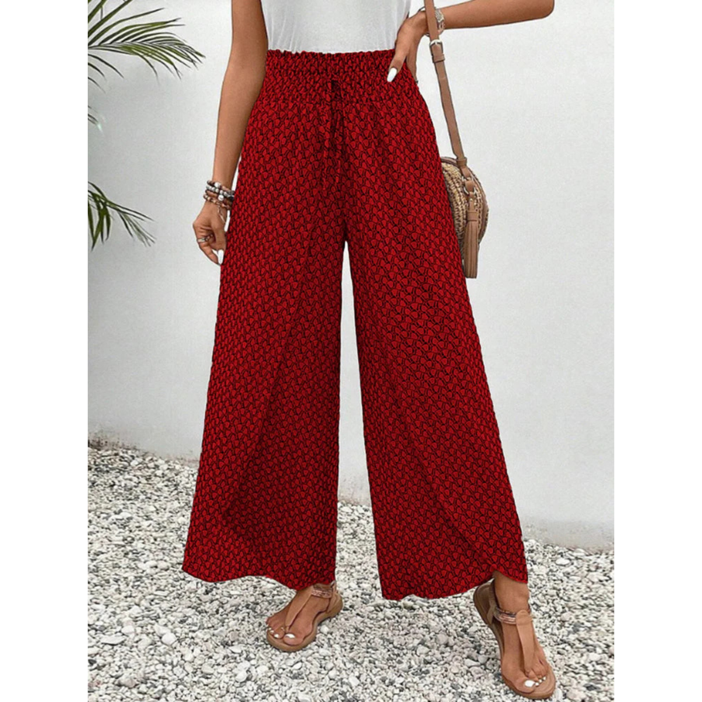 Pantalon Femme Imprimé Géométrique Moderne