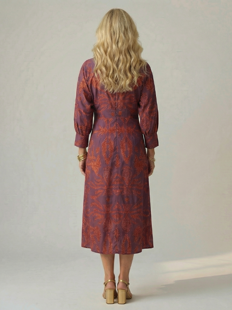 Robe Midi Femme Coupe Croisée Taille Cintrée