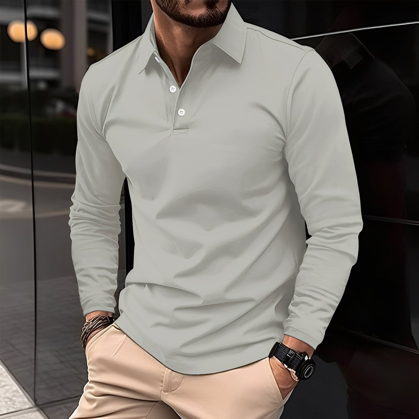 Polo Homme Classique Manches Longues pour Every Day