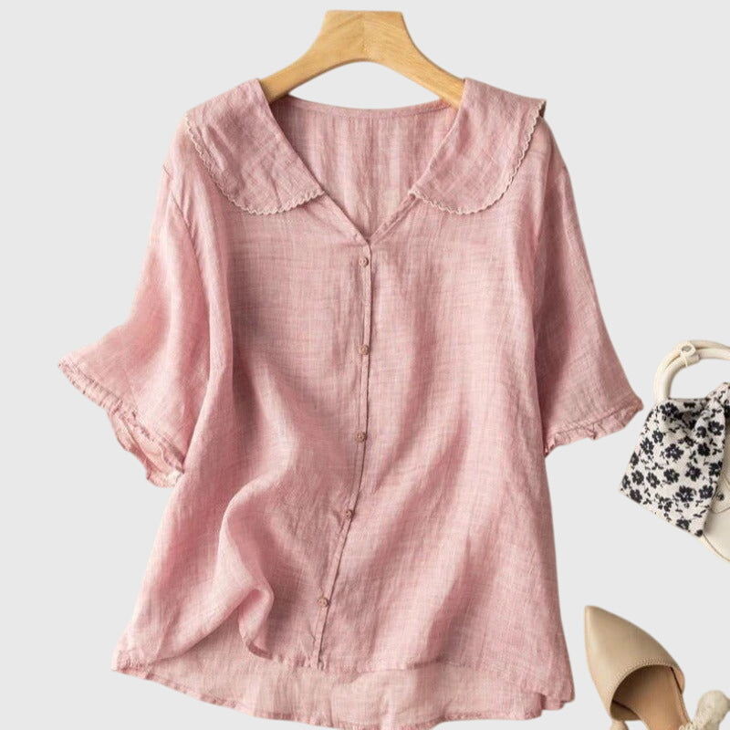 Blouse Femme Manches Courtes Boutons Décontractée