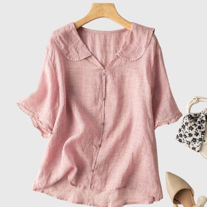 Blouse Femme Manches Courtes Boutons Décontractée