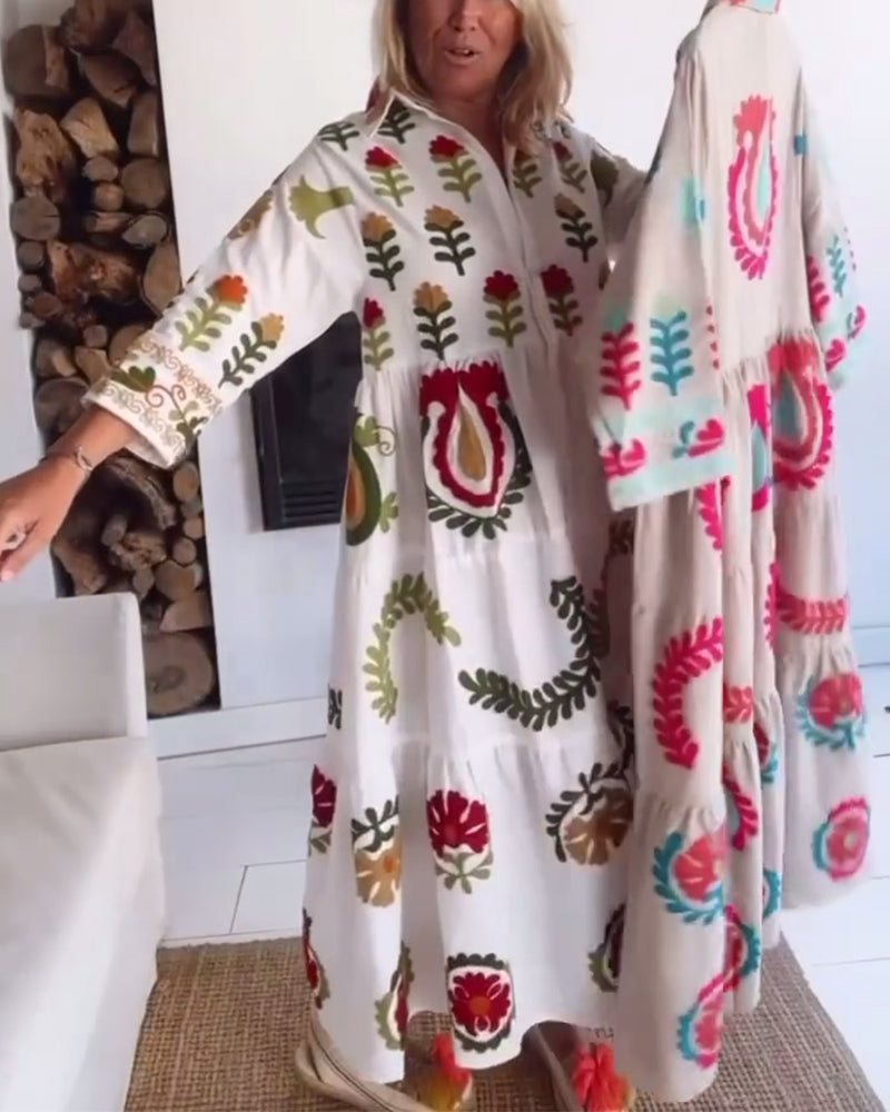 Robe Midi Femme Fluide Imprimé Floral Stylisé