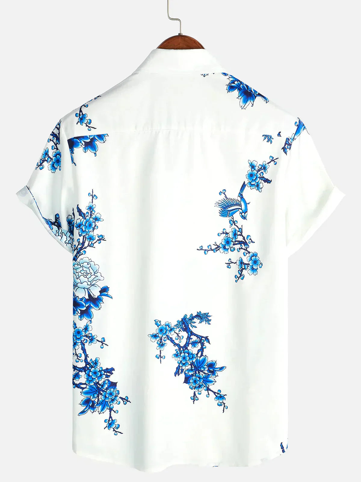 Chemise Homme Courte Manche Blanche Fleurs Été