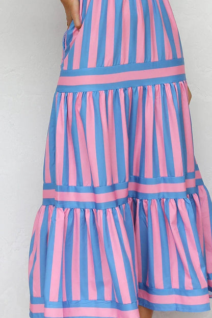Robe Longue Femme Bretelles Coupe Fluide Rayée