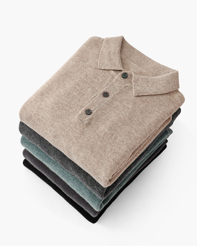 Pull Cashmere Homme Col Polo Élégant - BerlinGlamour