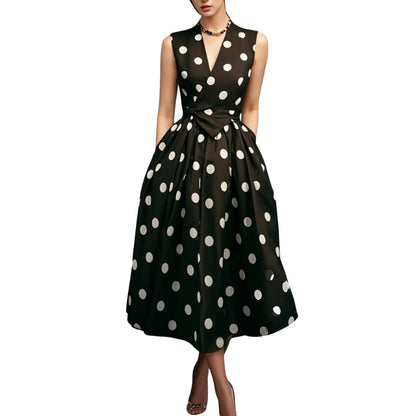 Robe Été Florale Taille Haute avec Poches