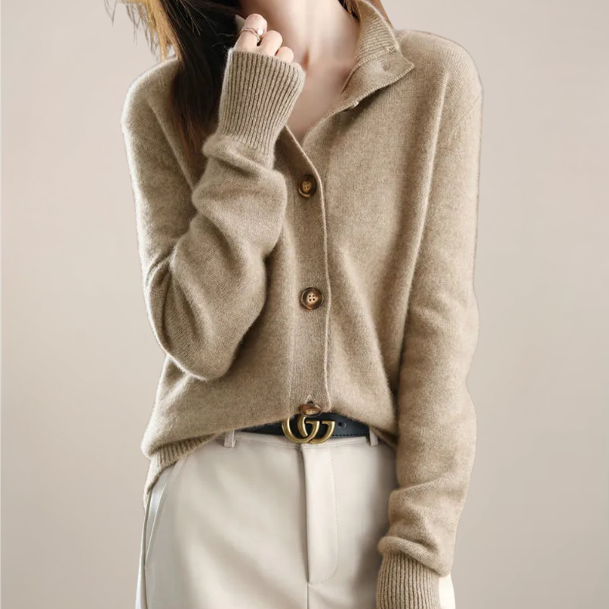 Cardigan Femme Printemps Décontracté avec Col et Boutons - BerlinGlamour