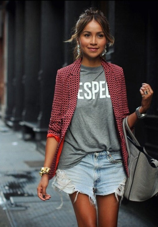 Blazer Femme Décontracté Rouge À Carreaux - PanierRoyale