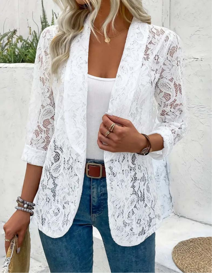 Gilet Femme Long Blanc Noir Élégant - PanierRoyale