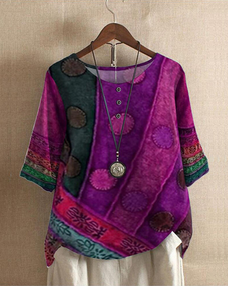 Blouse Été Manches Courtes Colorée Col V