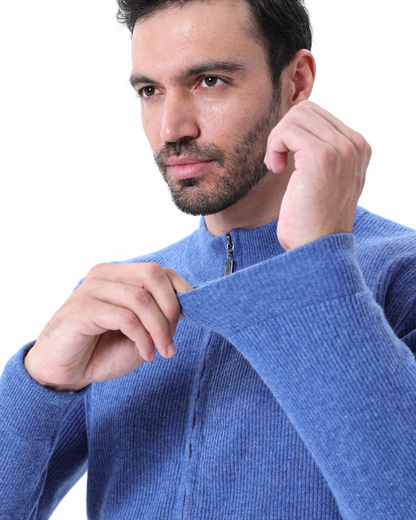 Pull en cachemire pour homme avec fermeture éclair