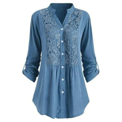 Chemisier Femme Manches Bouffantes Col Rond Élégant
