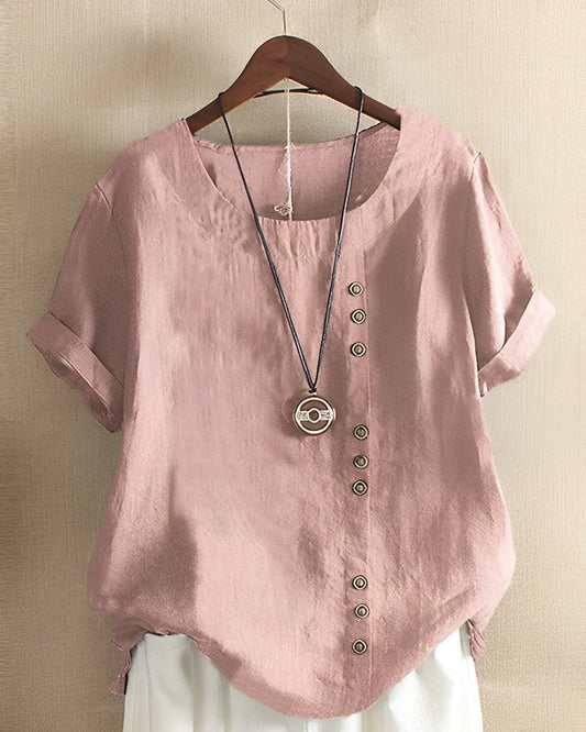 Blouse Femme Décontractée Manches Courtes Col Rond Été - PanierRoyale