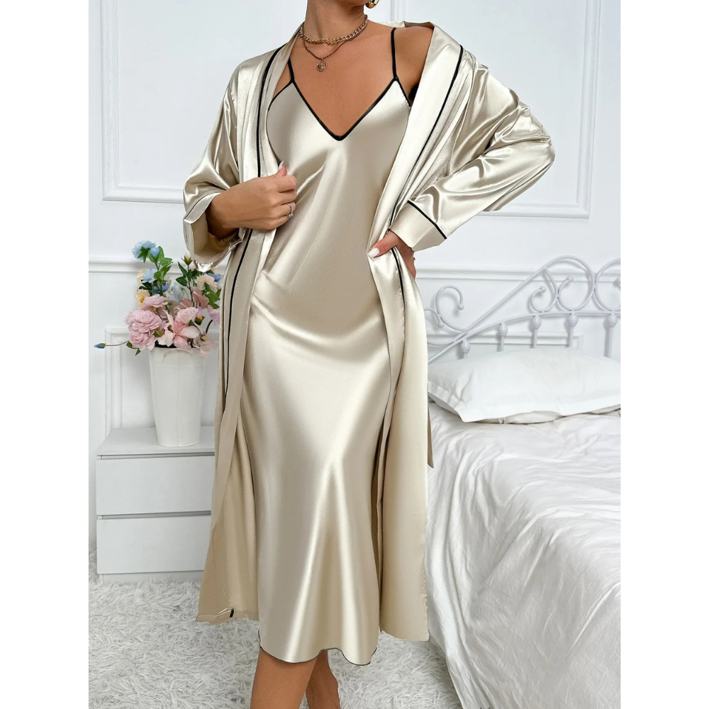 Ensemble Pyjama Femme Confortable avec Robe et Kimono Doux - PanierRoyale