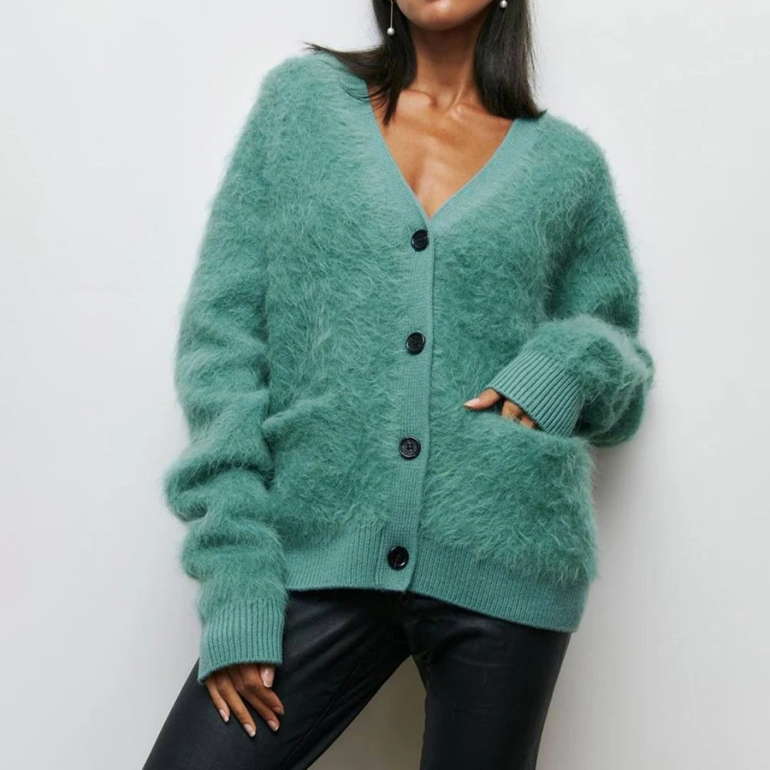 Gilet femme épais vert forêt à fermeture bouton - PanierRoyale