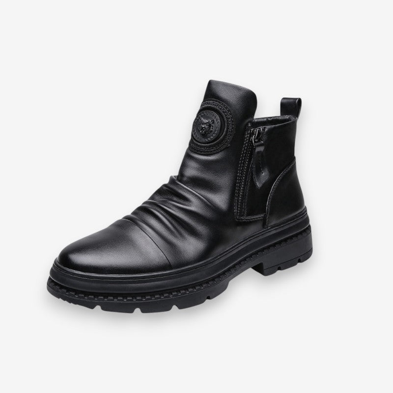 Bottines Femmes Hautes à Bout Rond avec Fermeture Éclair - PanierRoyale