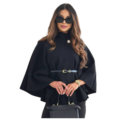 Blouson Femme Chic à Manches Bouffantes avec Ceinture Adjustable
