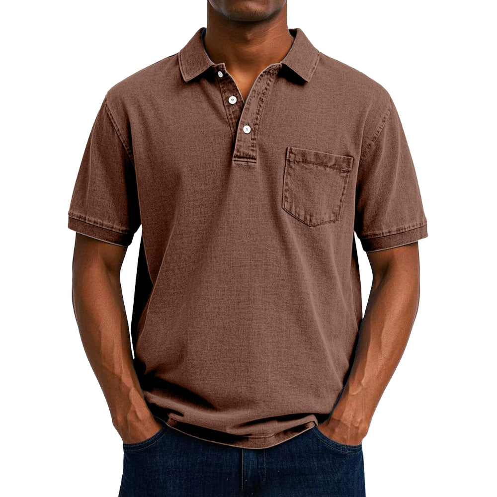 Chemise Homme Lin Coton avec Manches Courtes et Poche