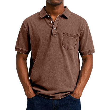Chemise Homme Lin Coton avec Manches Courtes et Poche