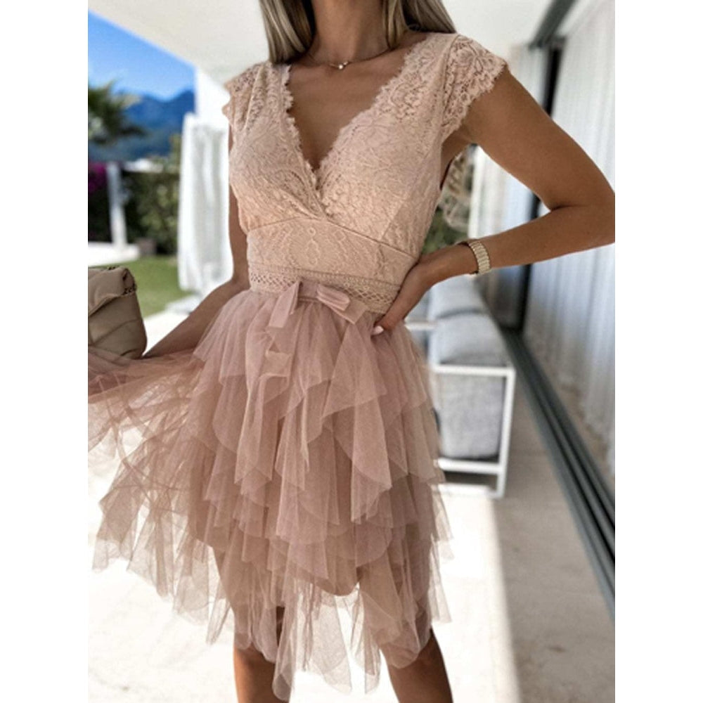 Robe Femme Élégante Sans Manches Col en V