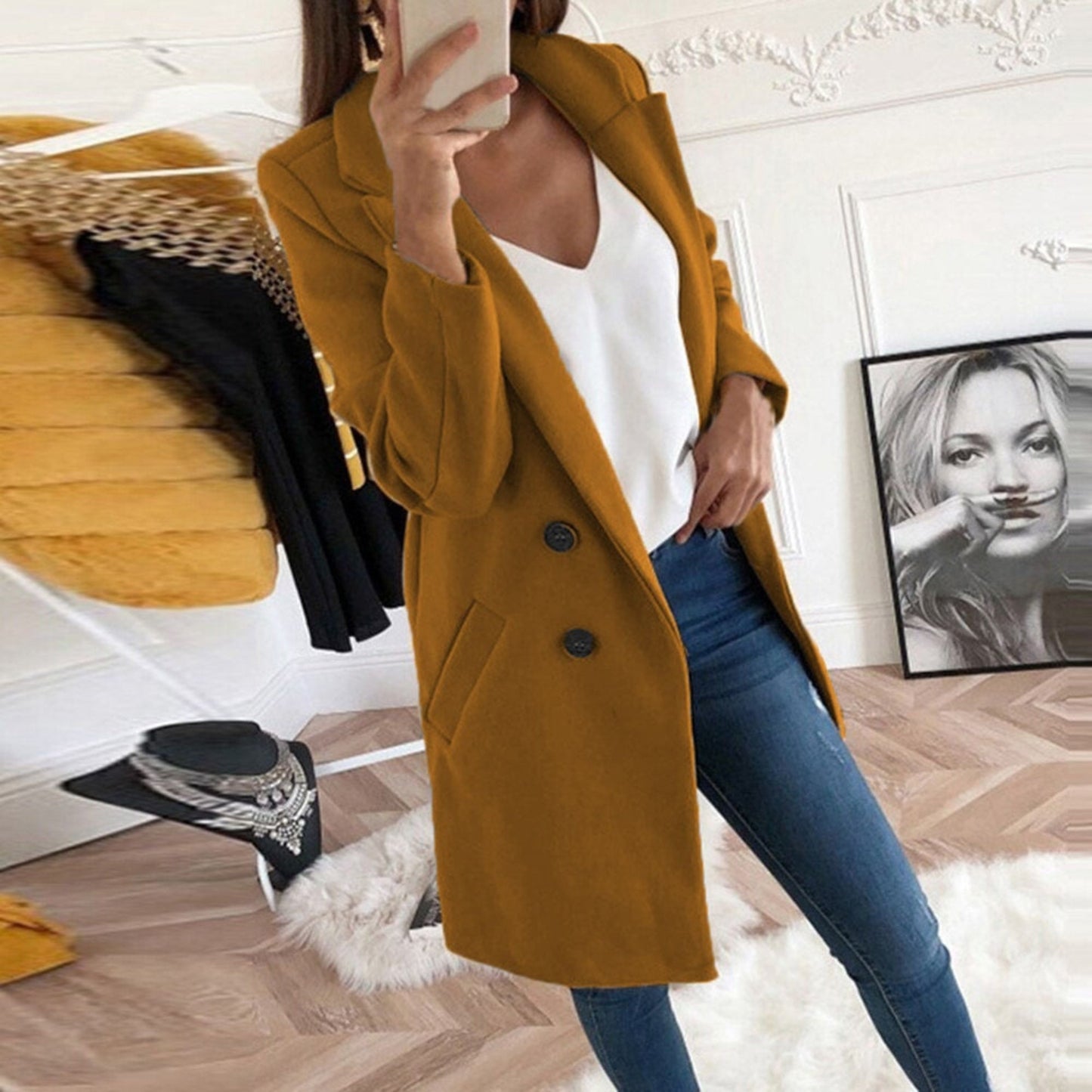 Manteau Femme Élégant Boutons