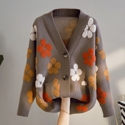Cardigan Manches Longues Floral Féminin