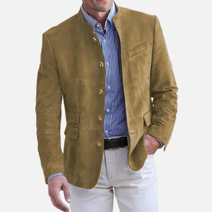 Blazer Homme Élégant Col Montant avec Boutons