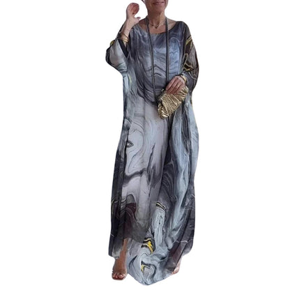Robe Élégante Col Rond Manches Bouffantes