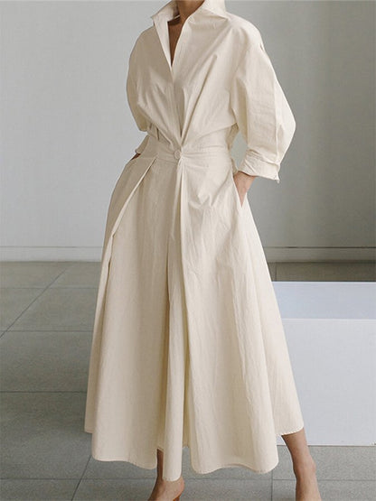 Robe Femme Élégante Mi-Longue en Soie Boutons Avant - PanierRoyale