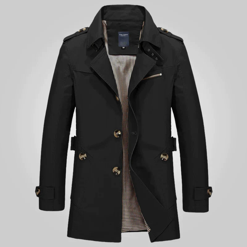 Manteau Homme Long Élégant Trench Classique en Coton