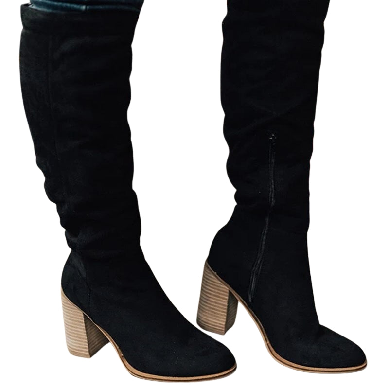 Bottes Femmes Haut Talon Bloc Chic et Élégantes - PanierRoyale