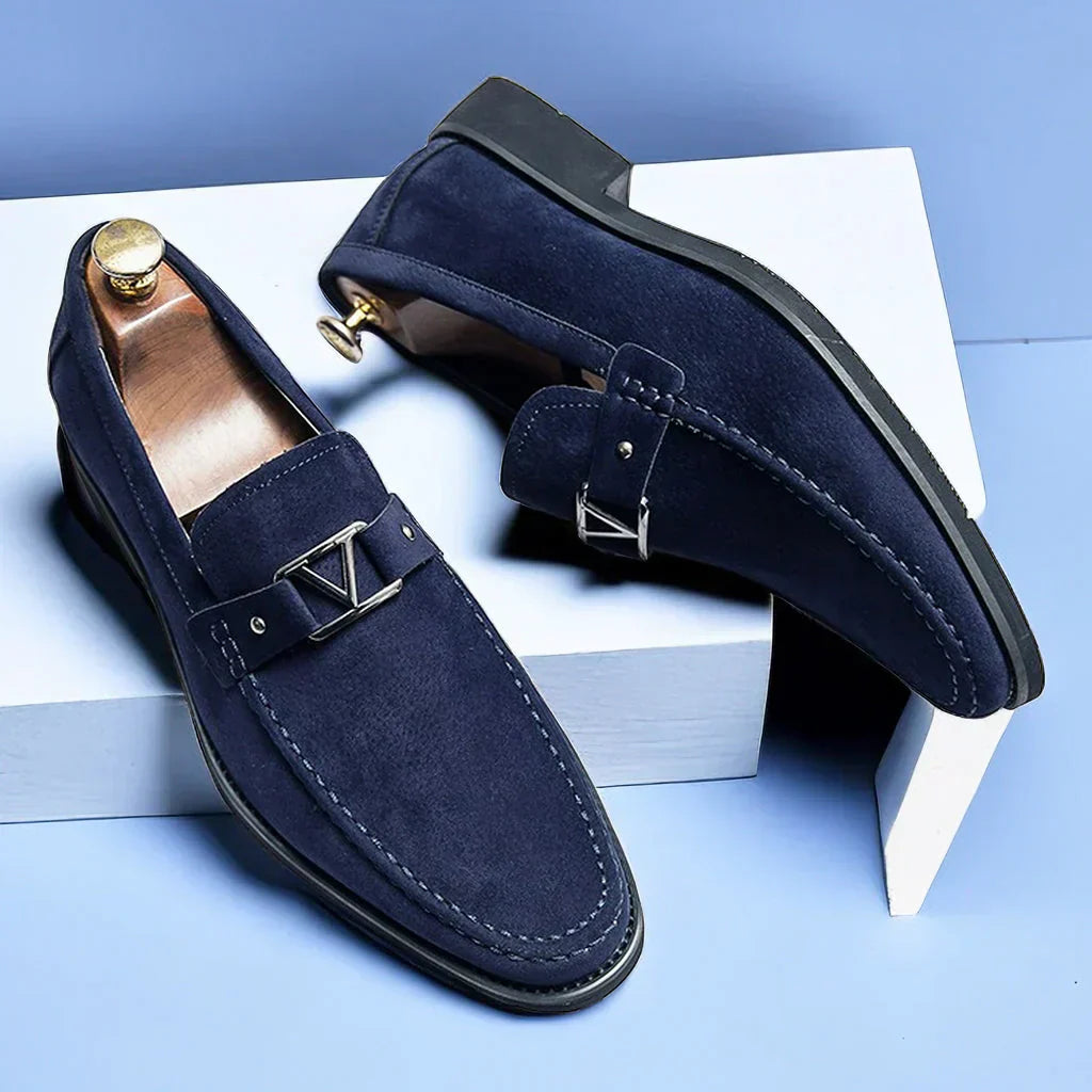 Mocassins Homme Cuir Noir Élégants avec Fermeture à Boucle