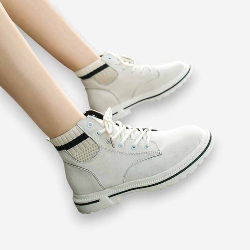 Bottines Femmes Lacets avec Semelle Antidérapante et Ornements Métal