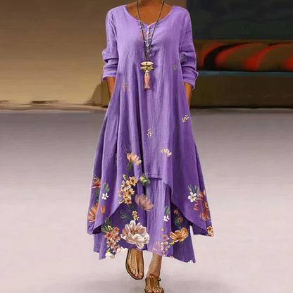 Robe Été Femelle en Dentelle avec Fleurs Imprimés