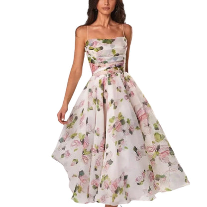 Robe Été Legère à Fleurs avec Bretelles Délicates - PanierRoyale