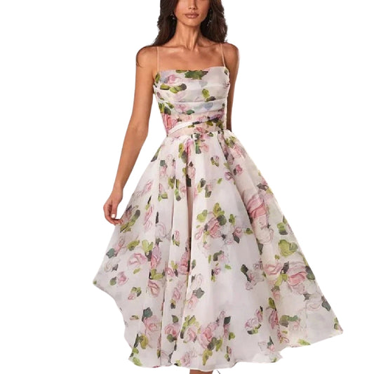 Robe Été Legère à Fleurs avec Bretelles Délicates - PanierRoyale