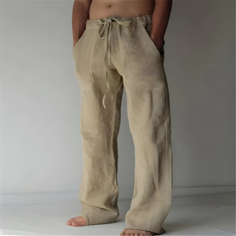 Pantalon Homme Grand Taille en Lin Blanc Élégant - PanierRoyale