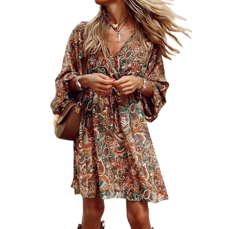 Robe Bohème Élégante avec Décolleté Plongeant - PanierRoyale