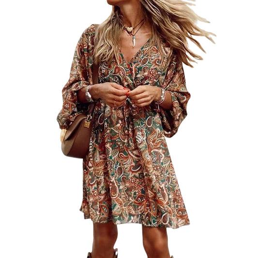 Robe Bohème Élégante avec Décolleté Plongeant - PanierRoyale