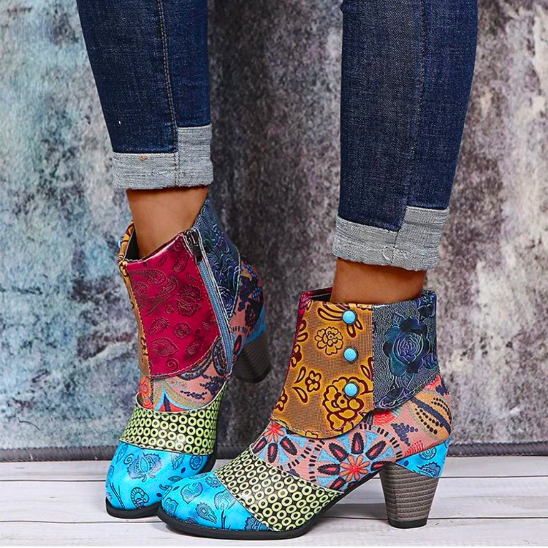 Bottes Femme Hiver Chaussures Imperméables à Talon Haut Style Boho