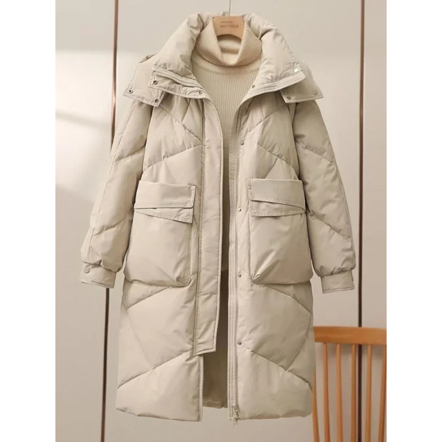Veste Puffer Grise Légère pour Femme avec Col Reversible - BerlinGlamour
