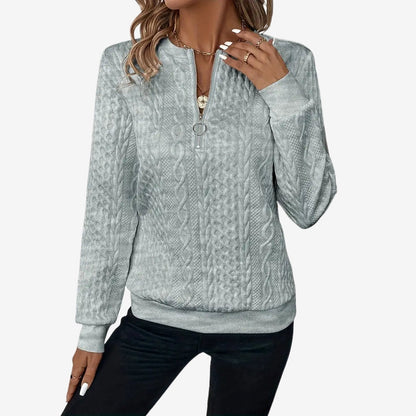 Pull Femme Col Rond Zippé Moderne