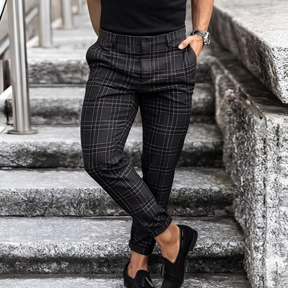 Pantalon Homme Slim Fit Carreaux Élégant - BerlinGlamour