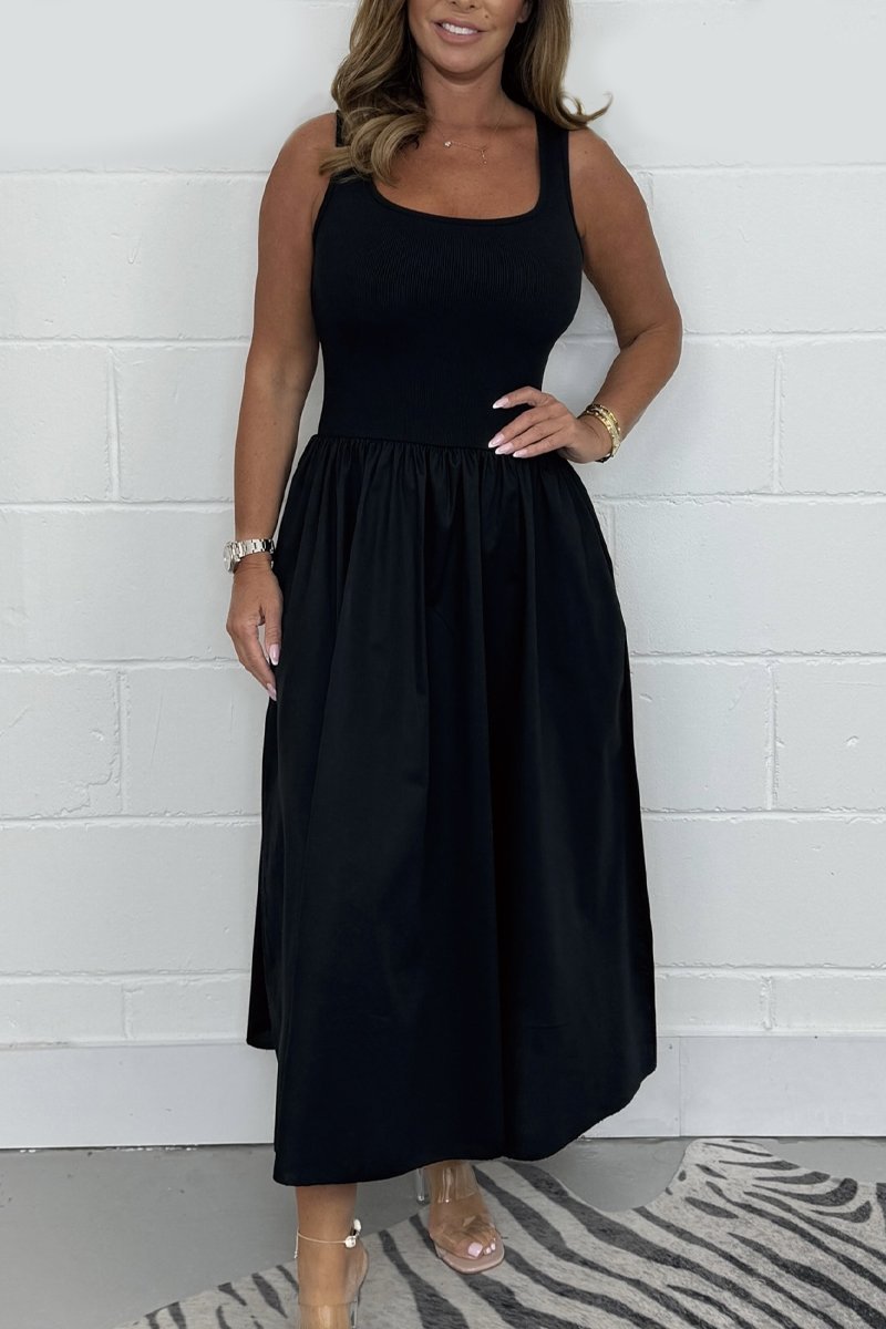 Robe Midi Femme Sans Manches Ligne A Confortable - PanierRoyale