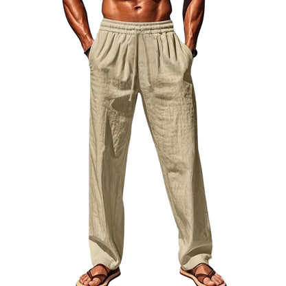 Pantalon Lin Décontracté avec Ceinture Élastique