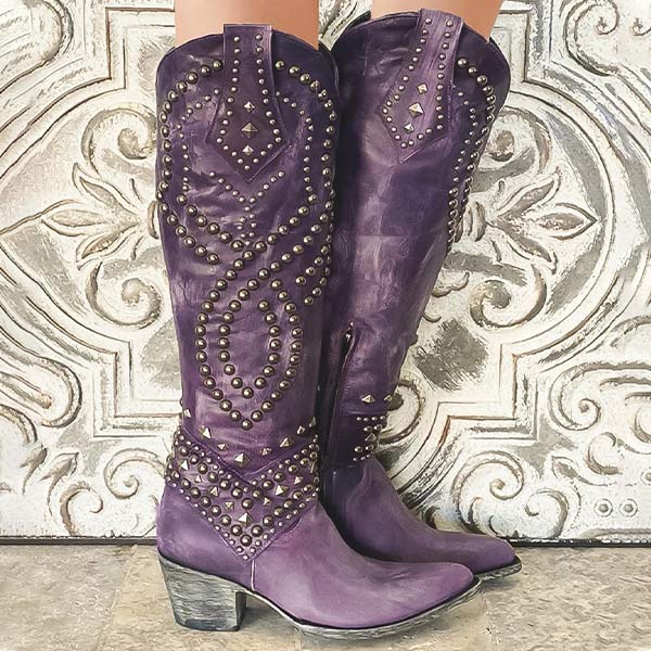 Bottines Femme Talon Haut à Clous Western