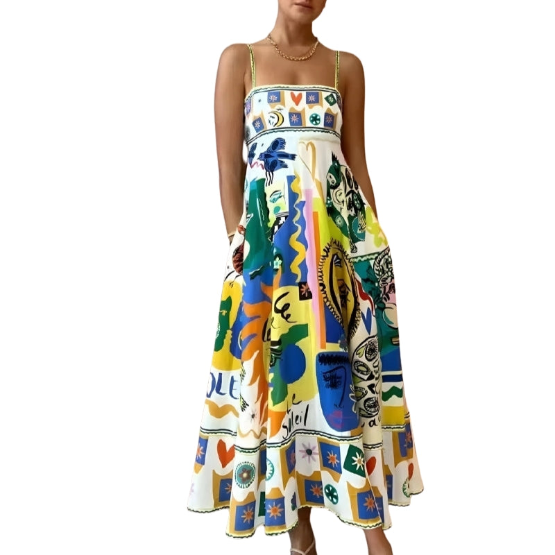 Robe Été imprimée sans manches légère et élégante - PanierRoyale