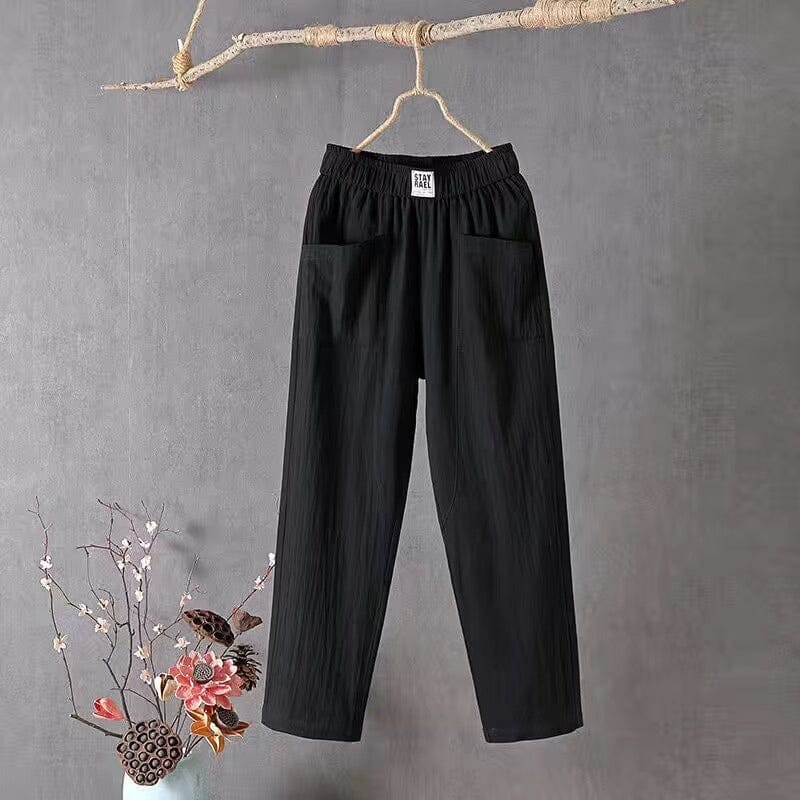 Pantalon Femme Décontracté à Taille Élastique pour Loisirs